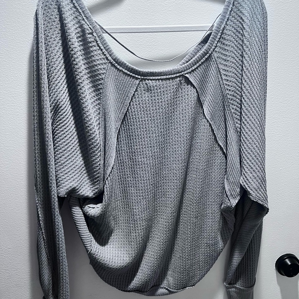We The Free Gray Waffle Knit Top - Picture 4 of 4